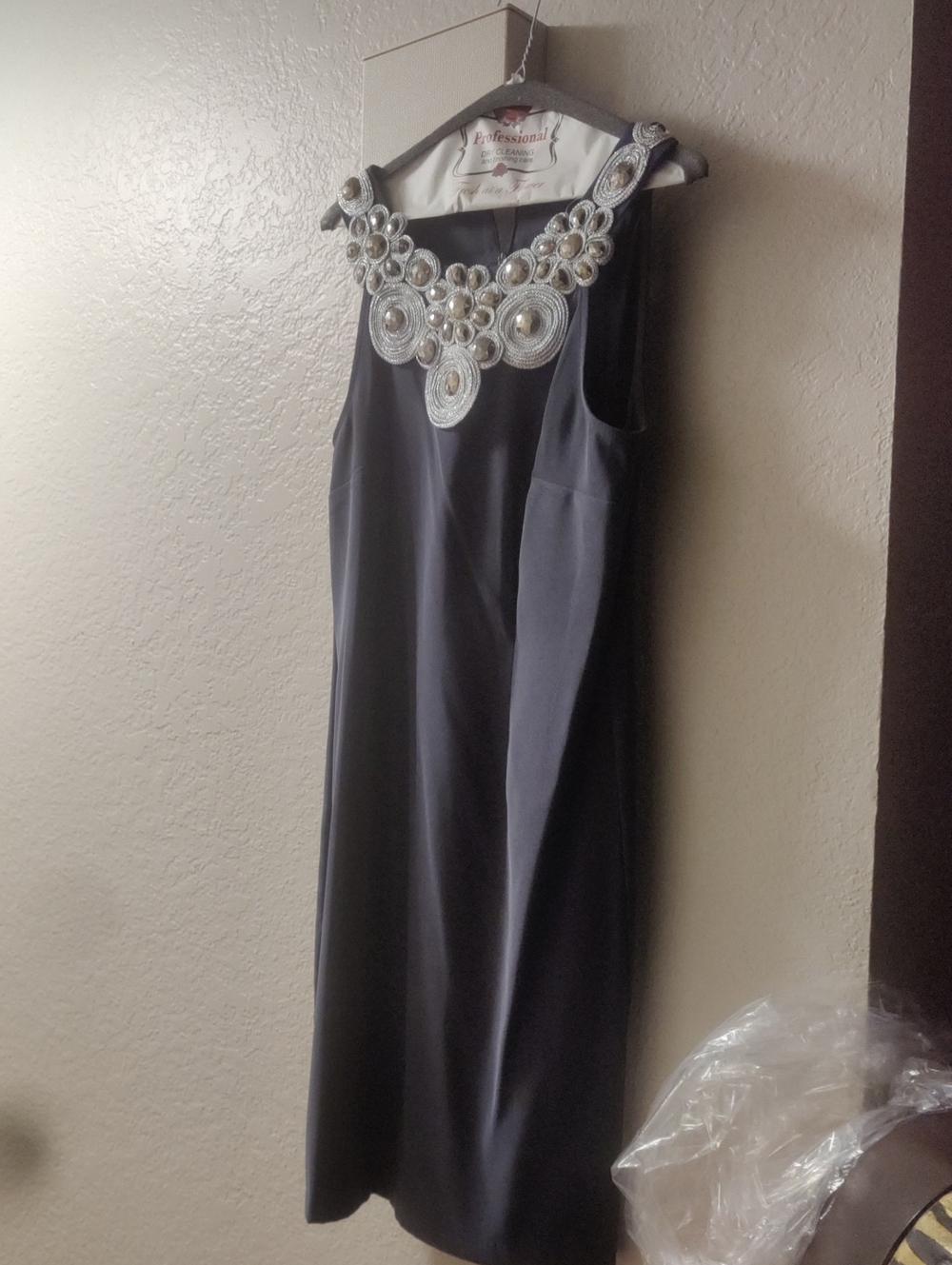 Connected Apparel Dress with Silver Embellished Neckline, 10, NWOT